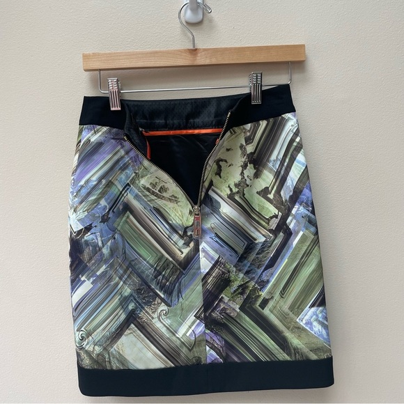 Ted Baker Lucilia Parquet Abstract Geo Print Faux Wrap Mini Skirt Size 2 - Picture 4 of 8